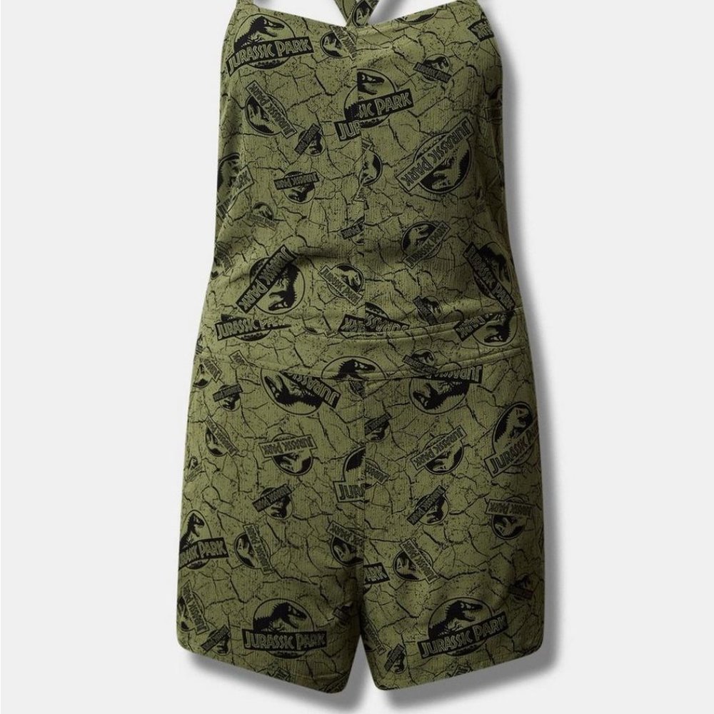 ❤️NWT TORRID SHORTALL JURASSIC PARK DINOSAUR WORLD ROMPER - POCKETS - PLUS SIZE - Picture 7 of 12